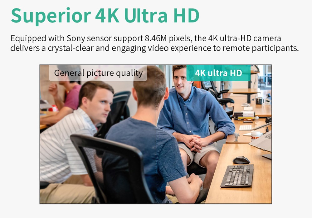GUCEE G07-4K3X Plus Conference Webcam, 4K Ultra HD, 3x Optical Zoom, Auto Focus, HDR & 3D Noise Reduction