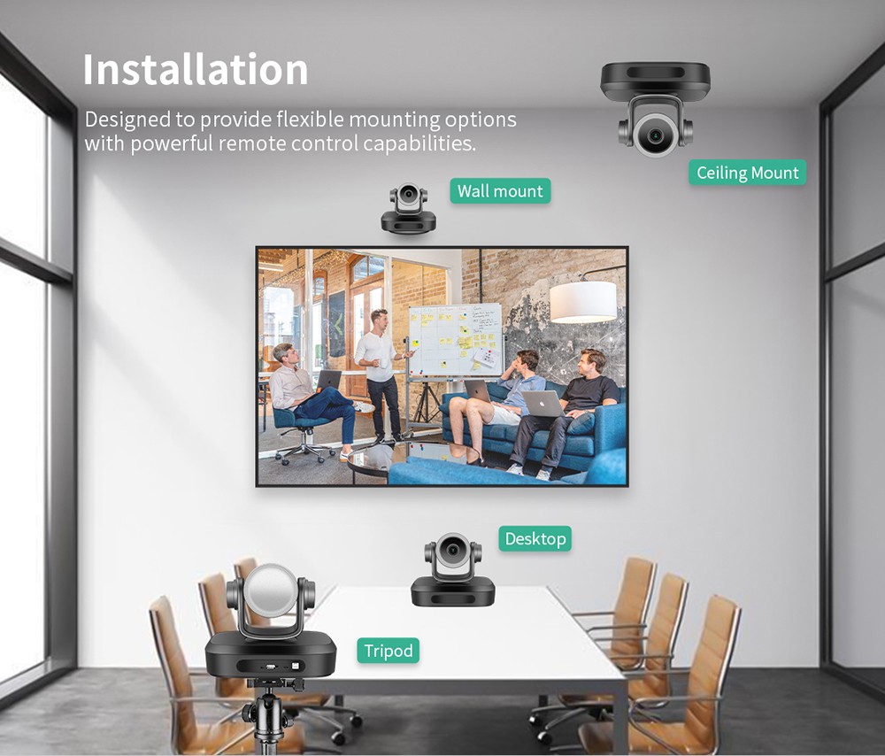 GUCEE G07-4K3X Plus Conference Webcam, 4K Ultra HD, 3x Optical Zoom, Auto Focus, HDR & 3D Noise Reduction