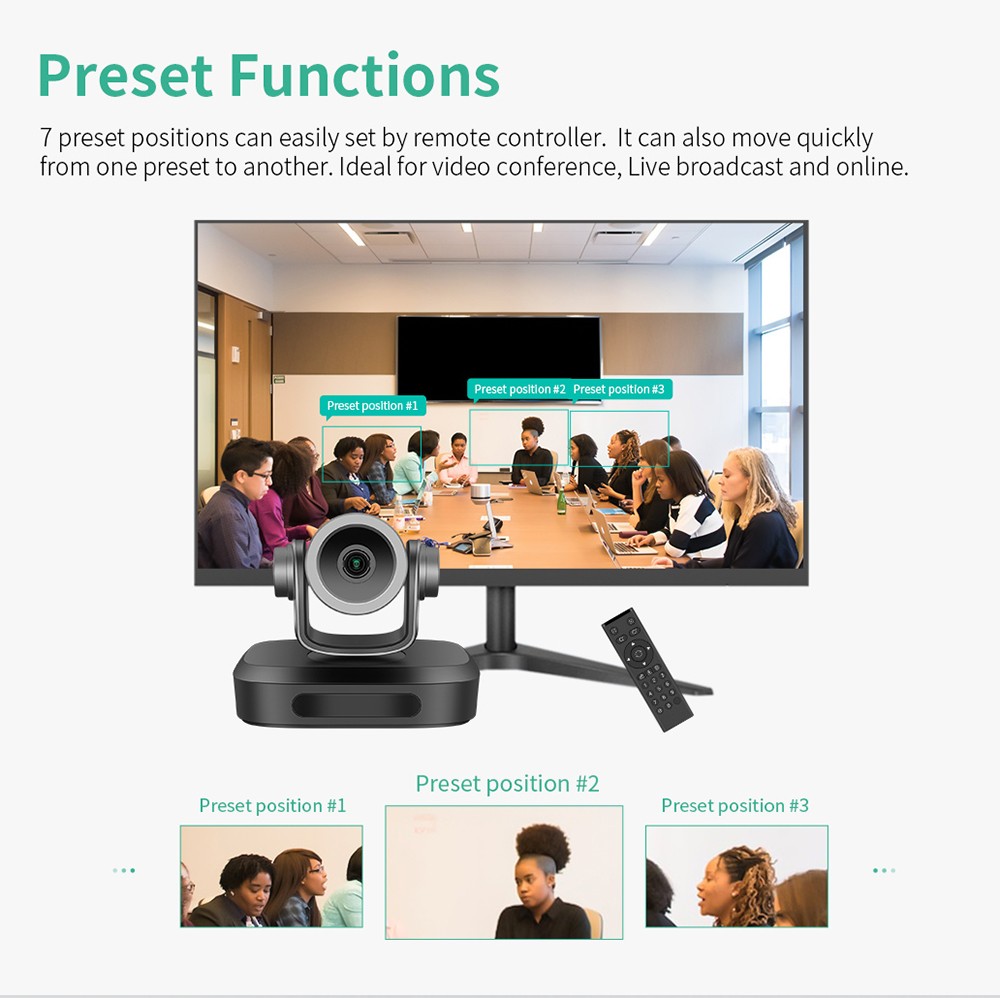 GUCEE G07-4K3X Plus Conference Webcam, 4K Ultra HD, 3x Optical Zoom, Auto Focus, HDR & 3D Noise Reduction