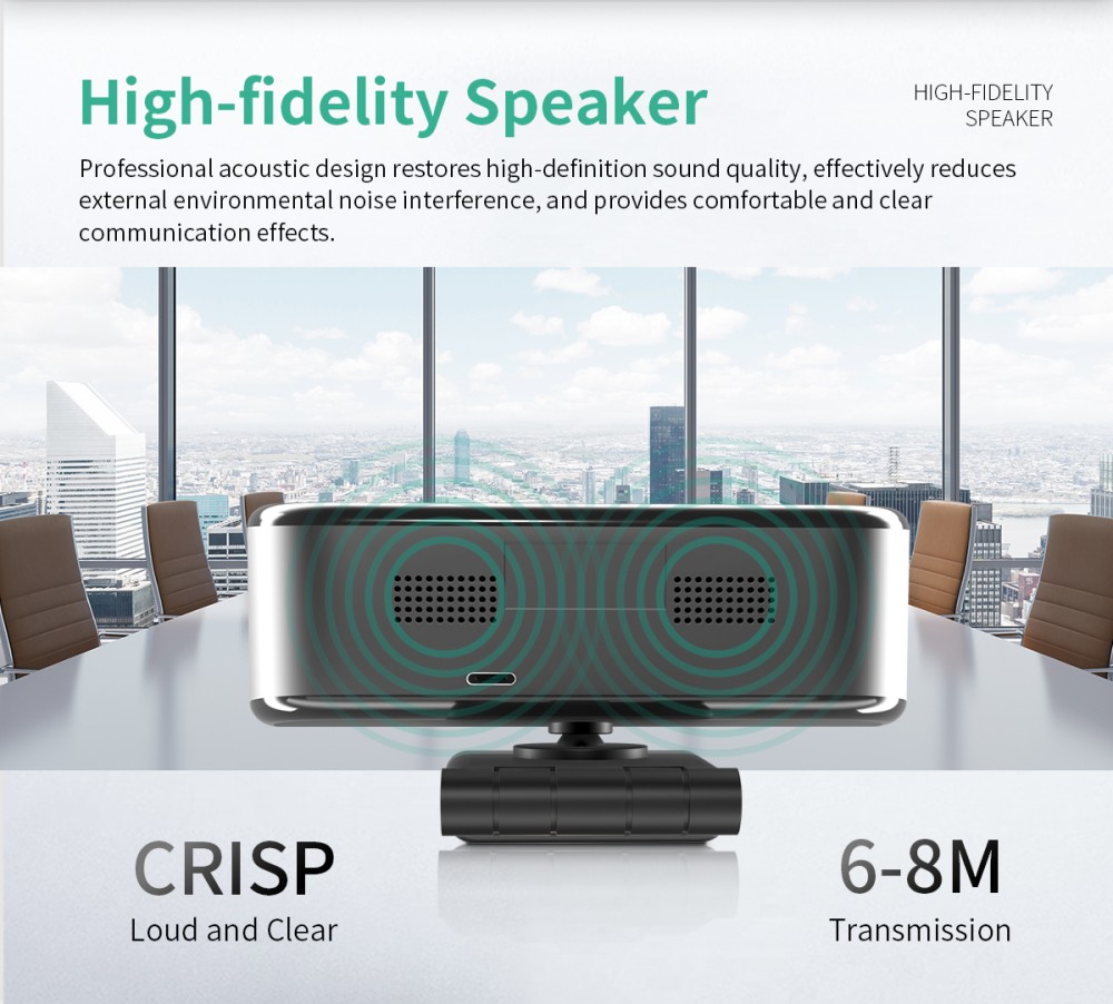 GUCEE HD83-4KAF All-in-one Audio-visual Webcam, 4K Ultra HD, Auto Focus, High Speed 30 F/S, 10x Digital Zoom, 88° Wide Angle, USB Plug and Play