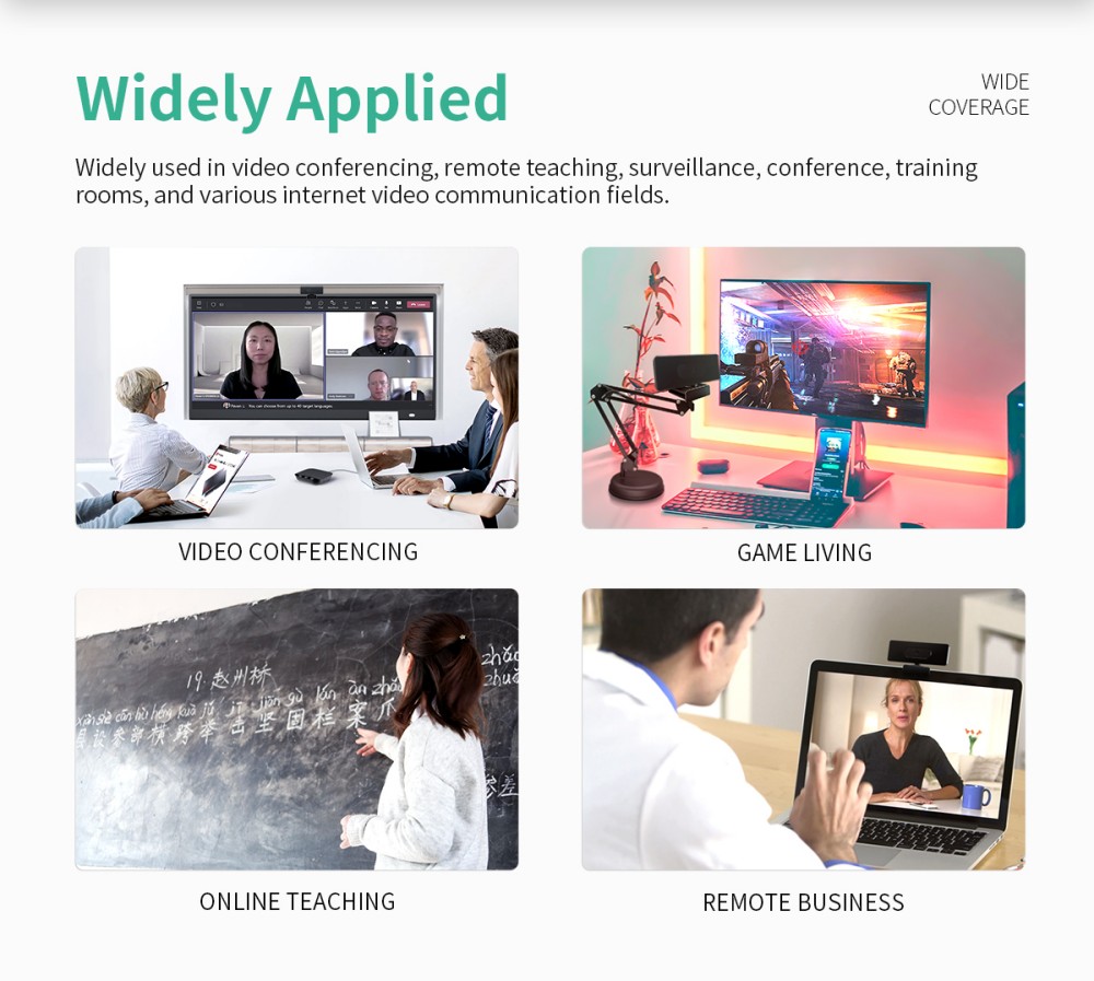 GUCEE HD83-4KAF All-in-one Audio-visual Webcam, 4K Ultra HD, Auto Focus, High Speed 30 F/S, 10x Digital Zoom, 88° Wide Angle, USB Plug and Play