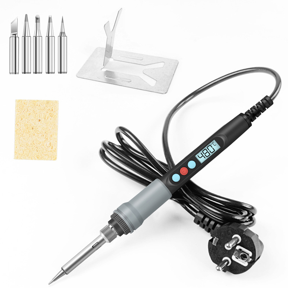 Handskit 926 90W Soldering Iron Kit, with ON/Off Switch, Adjustable Temp 100-480°C, LCD Display, Includes 5 Tips, Cleaning Sponge, Stand, for Electronics and Welding Repairs