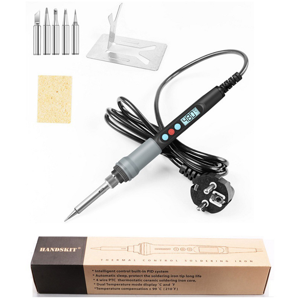 Handskit 926 90W Soldering Iron Kit, with ON/Off Switch, Adjustable Temp 100-480°C, LCD Display, Includes 5 Tips, Cleaning Sponge, Stand, for Electronics and Welding Repairs