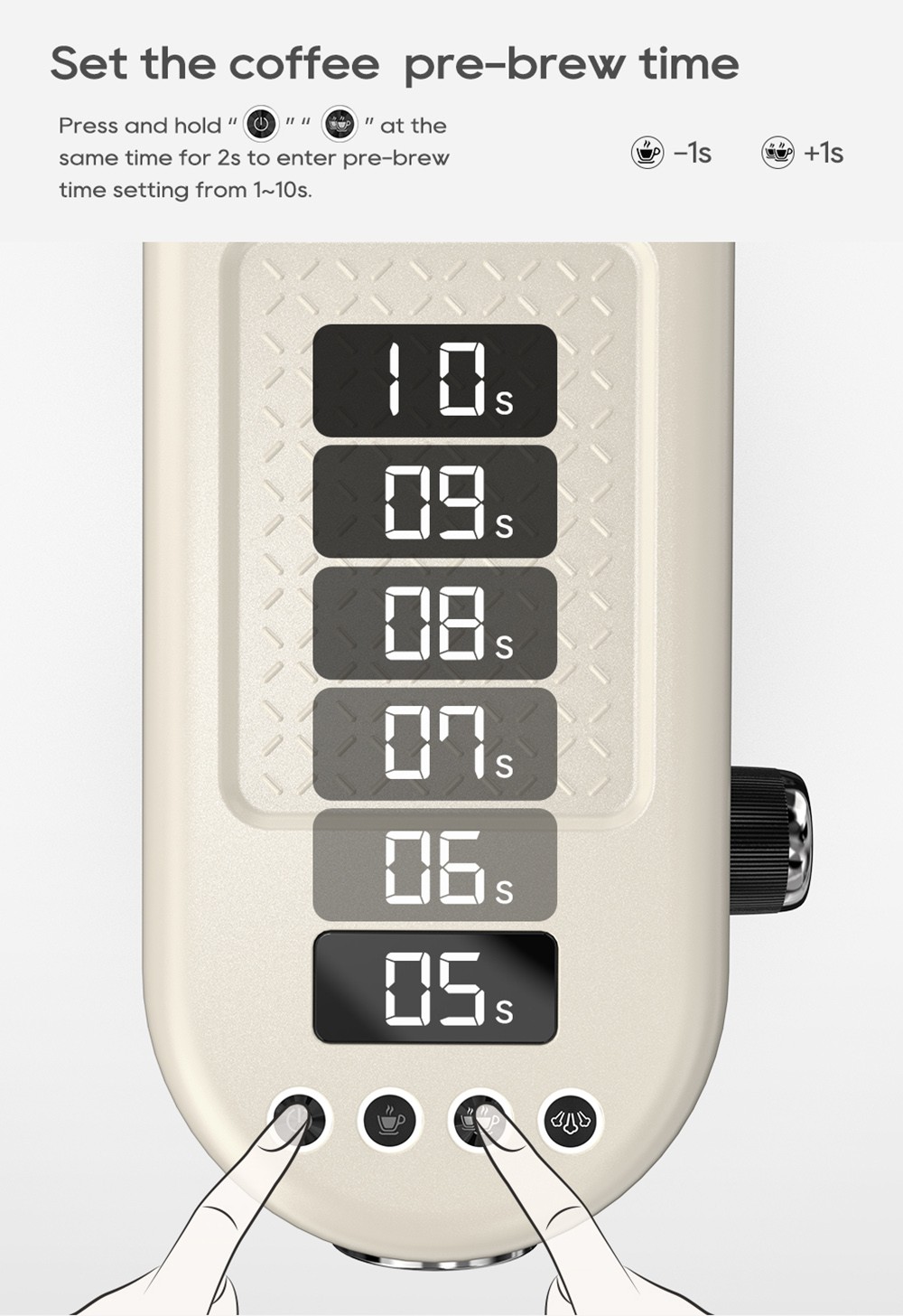 HiBREW H10B Semi-Automatic Espresso Coffee Machine 20Bar Professional with Adjustable Temperature & Cup Volume 51mm Aluminum Portafilter 1.3L Removable Water Tank Beige