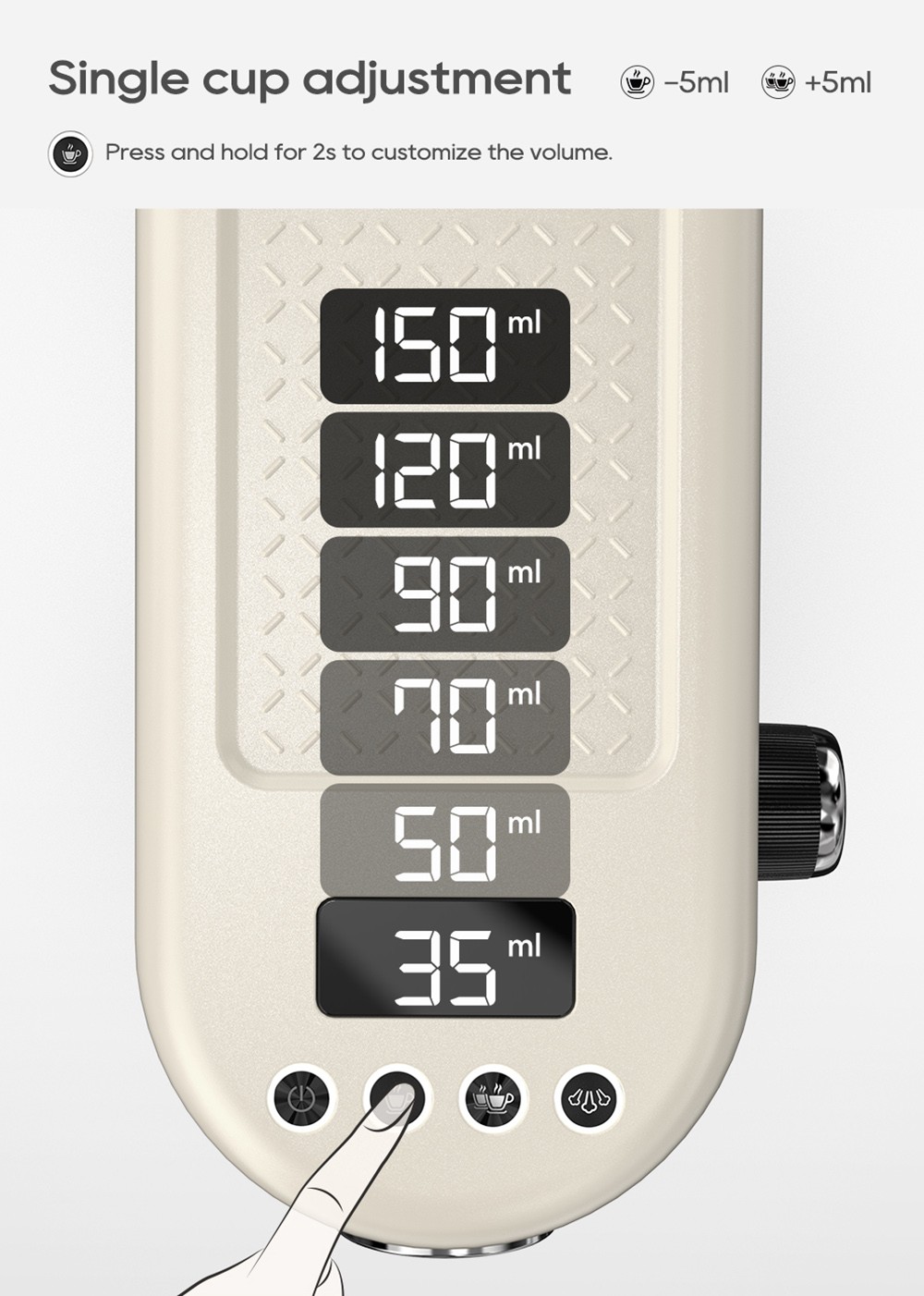 HiBREW H10B Semi-Automatic Espresso Coffee Machine 20Bar Professional with Adjustable Temperature & Cup Volume 51mm Aluminum Portafilter 1.3L Removable Water Tank Beige