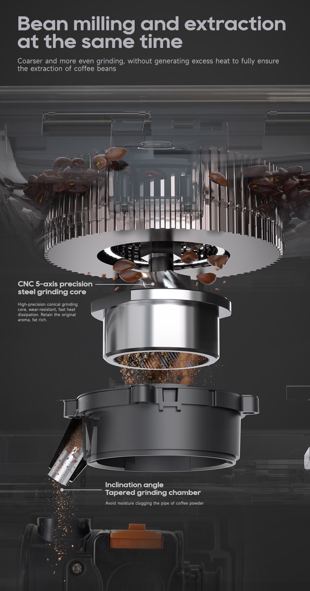 HiBREW H16 Machine à Espresso Automatique avec Moulin, Extraction 20Bar, Ecran Tactile 4.3inch, Réservoir à Lait amovible 1.5L