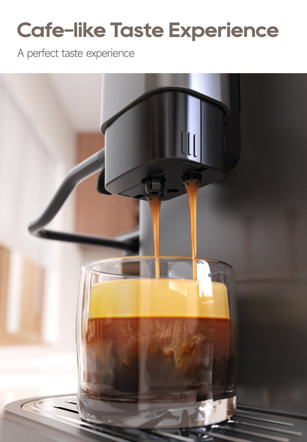 HiBREW H16 Machine à Espresso Automatique avec Moulin, Extraction 20Bar, Ecran Tactile 4.3inch, Réservoir à Lait amovible 1.5L