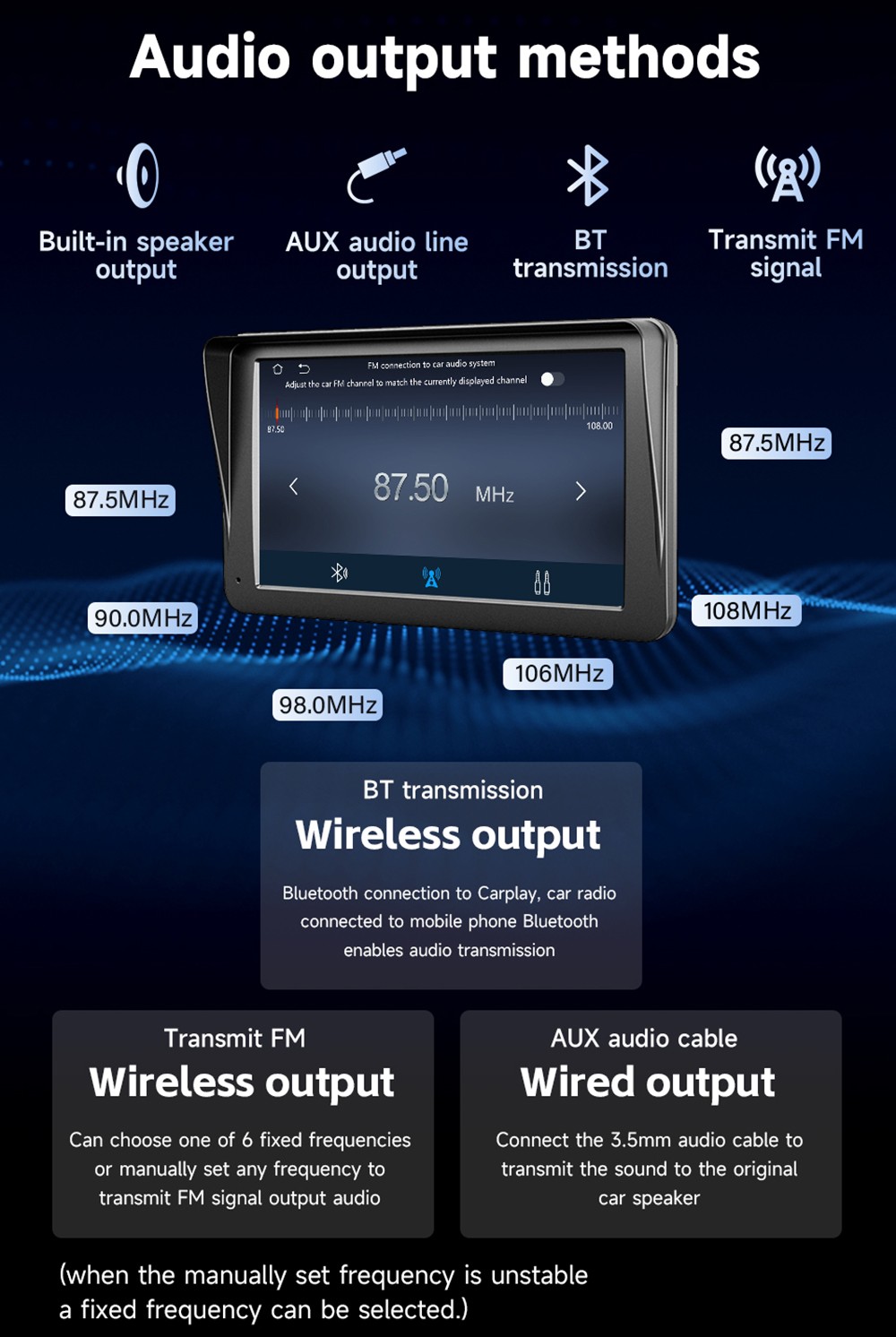 LF7133 7inch HD Screen Car Stereo, Compatible with Apple CarPlay and Android Auto, Backup Camera, Portable Car Radio MP5 Player with Mirror Link/ Bluetooth/ TF Card/ USB/ AV in FM Signal Transmission