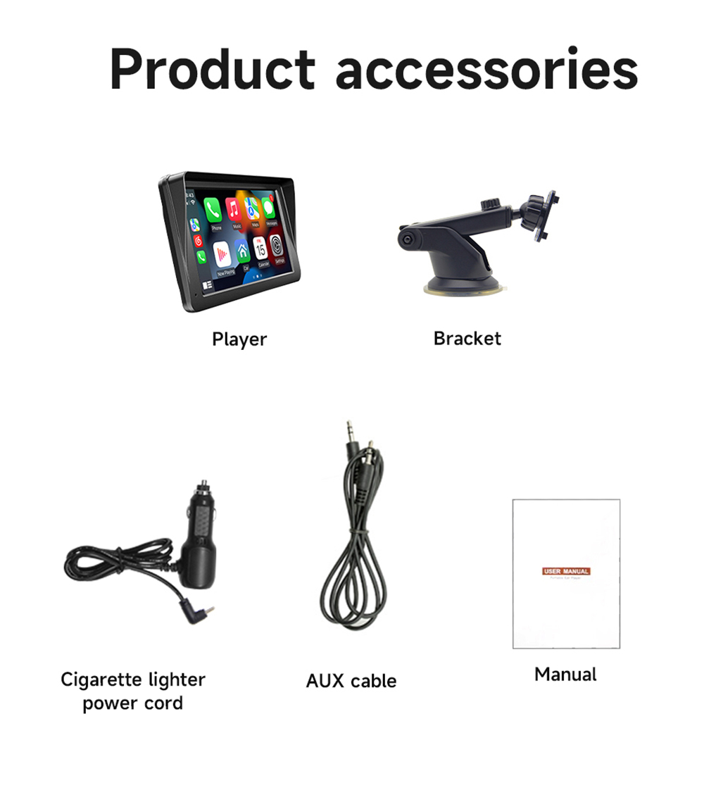 LF7133 7inch HD Screen Car Stereo, Compatible with Apple CarPlay and Android Auto, Backup Camera, Portable Car Radio MP5 Player with Mirror Link/ Bluetooth/ TF Card/ USB/ AV in FM Signal Transmission