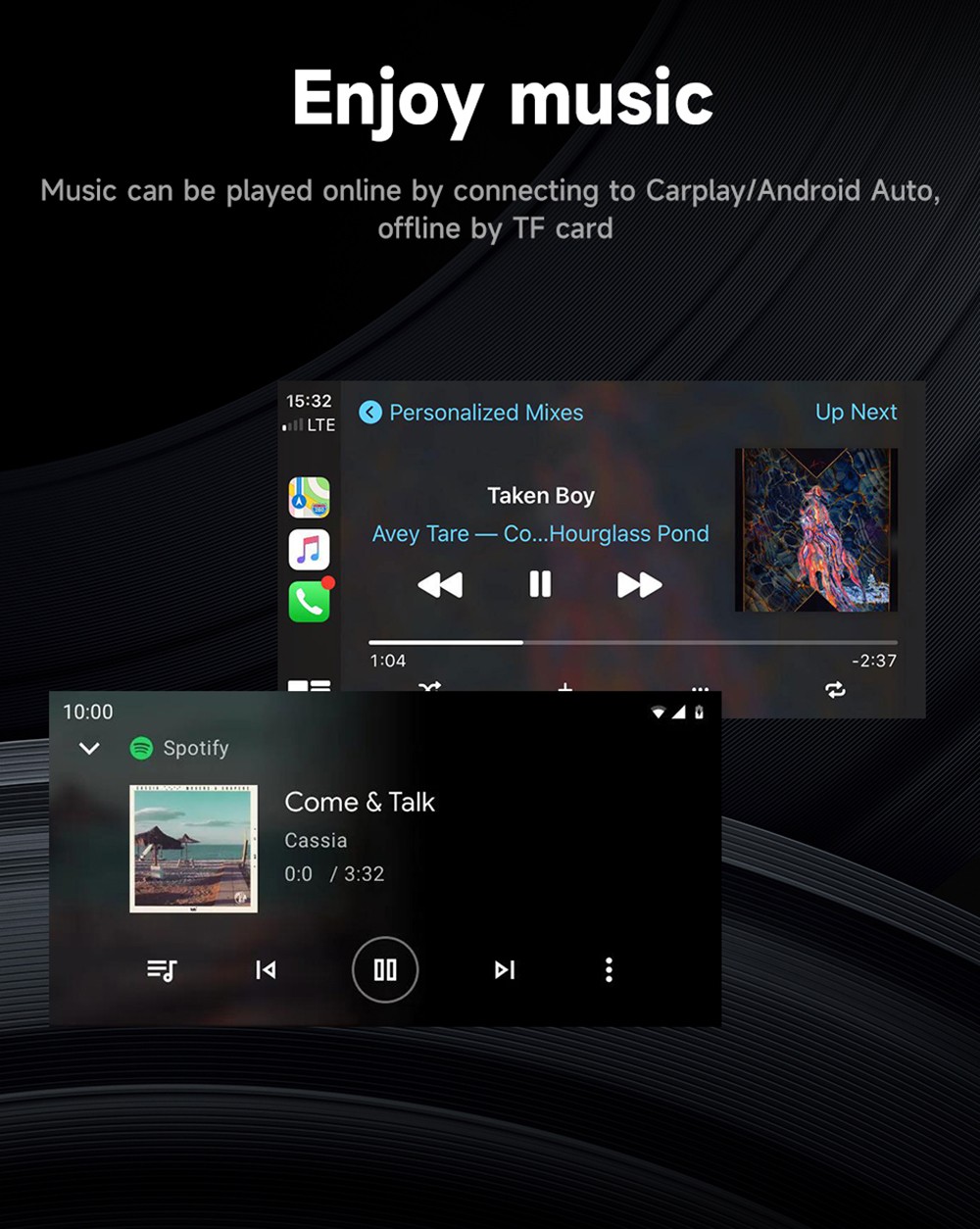 LF7133 7inch HD Screen Car Stereo, Compatible with Apple CarPlay and Android Auto, Backup Camera, Portable Car Radio MP5 Player with Mirror Link/ Bluetooth/ TF Card/ USB/ AV in FM Signal Transmission