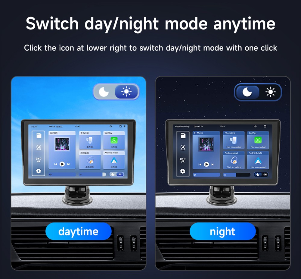 LF7133 7inch HD Screen Car Stereo, Compatible with Apple CarPlay and Android Auto, Backup Camera, Portable Car Radio MP5 Player with Mirror Link/ Bluetooth/ TF Card/ USB/ AV in FM Signal Transmission