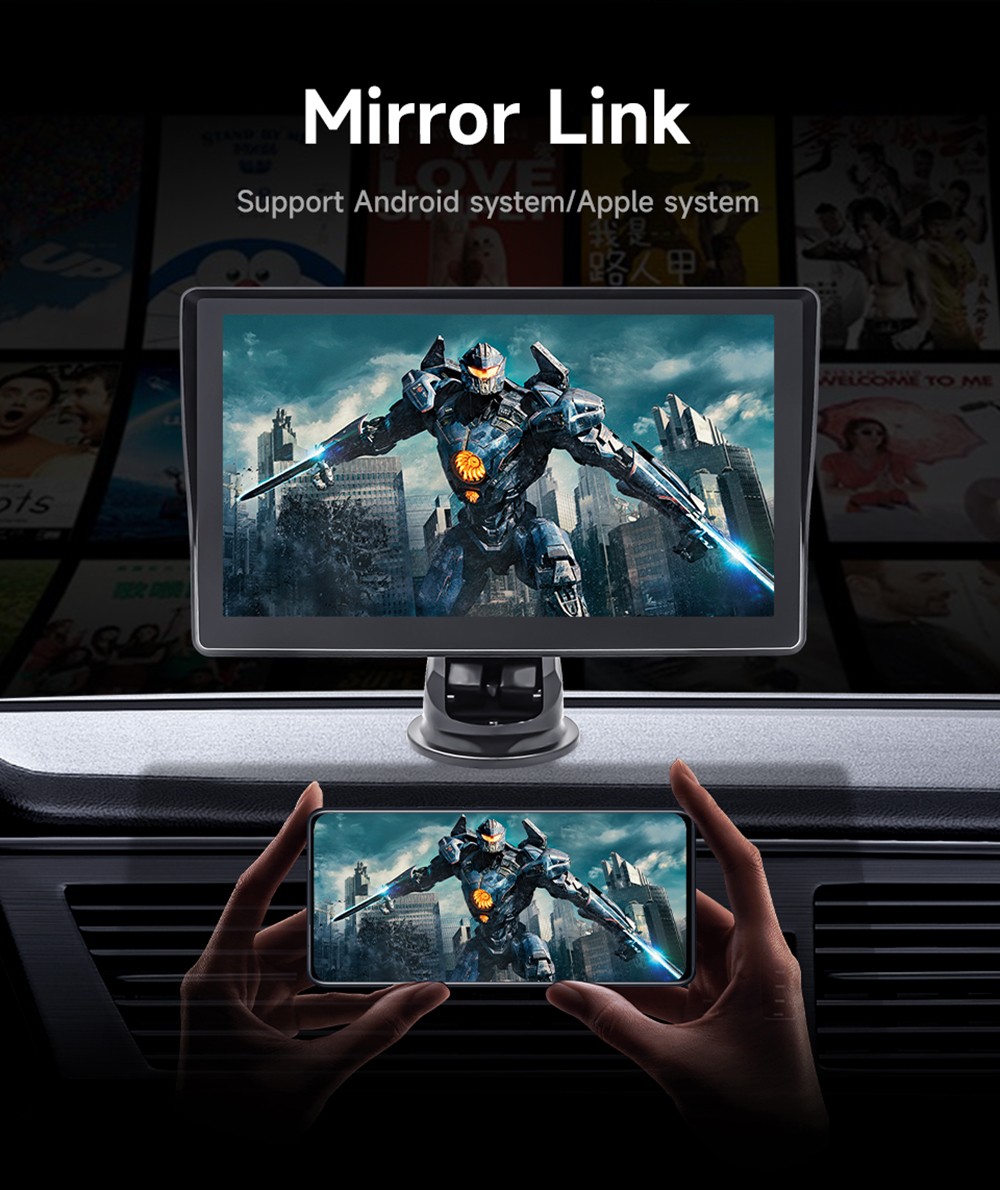 LF7133 7inch HD Screen Car Stereo, Compatible with Apple CarPlay and Android Auto, Backup Camera, Portable Car Radio MP5 Player with Mirror Link/ Bluetooth/ TF Card/ USB/ AV in FM Signal Transmission