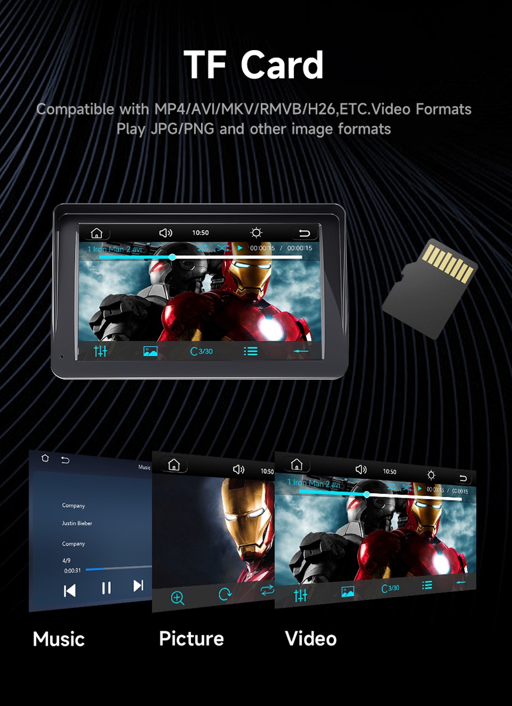 LF7133 7inch HD Screen Car Stereo, Compatible with Apple CarPlay and Android Auto, Backup Camera, Portable Car Radio MP5 Player with Mirror Link/ Bluetooth/ TF Card/ USB/ AV in FM Signal Transmission