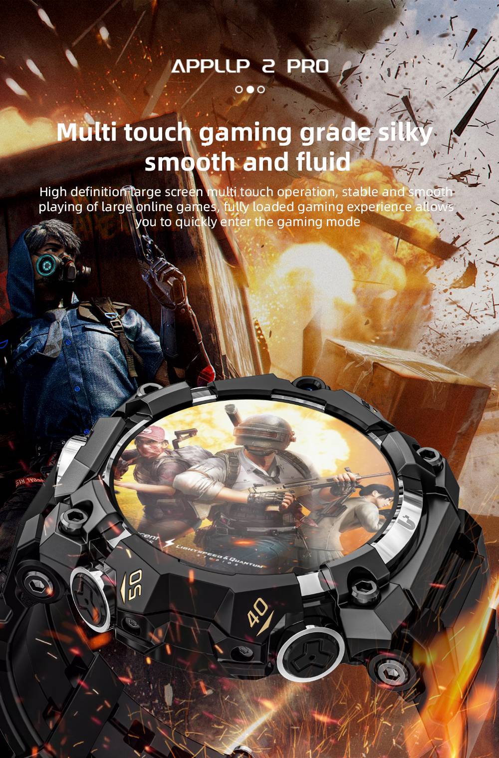 LOKMAT APPLLP 2 Pro Smartwatch, 1.508 inch AMOLED Screen, Supports 5G LTE, Dual Cameras, Facial Recognition, Health Data Monitoring - Black, 4GB+64GB