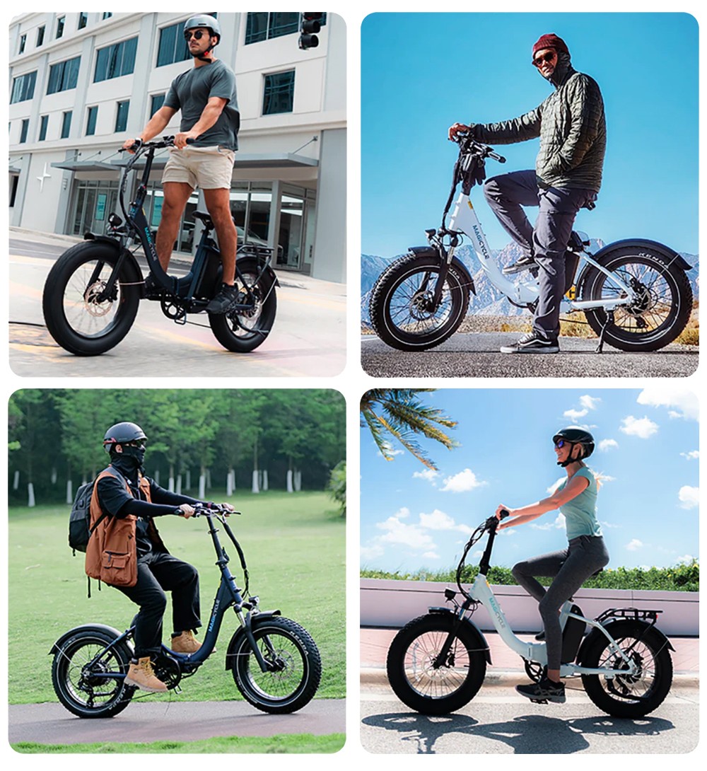 Magicycle Jaguarundi 2.0 Folding Electric Bike, Torque Sensor, 750W Motor, 48V 15Ah Battery, 20*4.0 inch Fat Tires, 28mph Max Speed, 60 Miles Range, Hydraulic Disc Brakes, Mechanical Lockout Suspension Fork - Aqua Blue