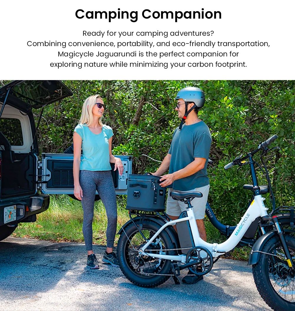 Magicycle Jaguarundi 2.0 Folding Electric Bike, Torque Sensor, 750W Motor, 48V 15Ah Battery, 20*4.0 inch Fat Tires, 28mph Max Speed, 60 Miles Range, Hydraulic Disc Brakes, Mechanical Lockout Suspension Fork - Aqua Blue