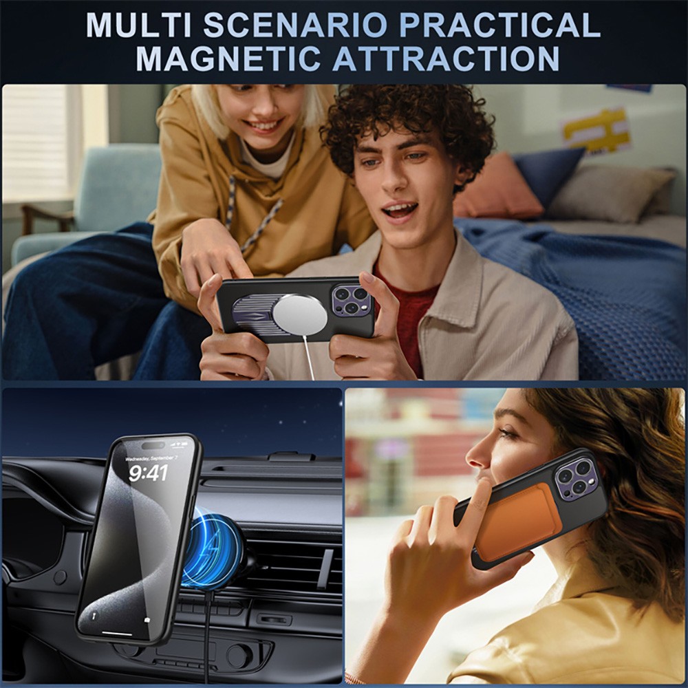 Magnetic Phone Case for iPhone 16 Pro Max, Shockproof, Bracket, Aromatherapy & Heat-Dissipating, Purple