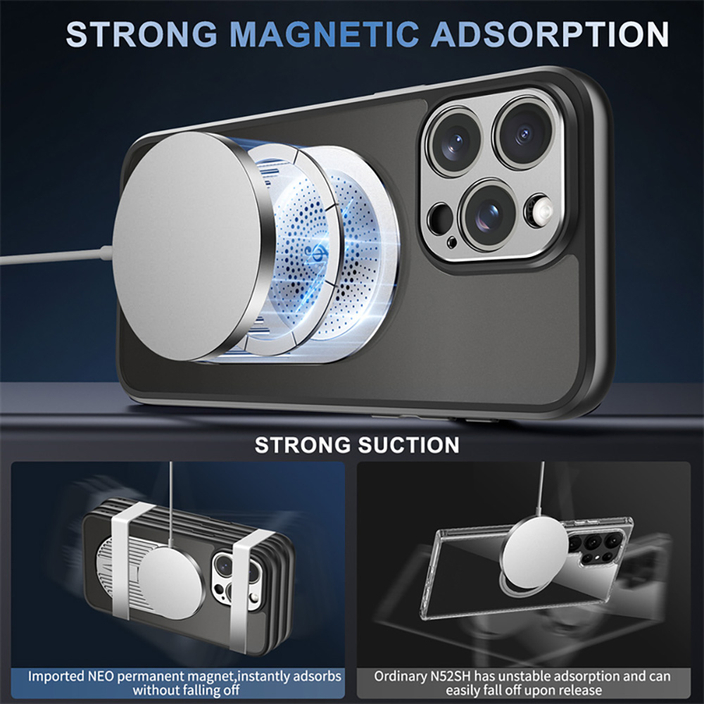 Magnetic Phone Case for iPhone 16 Pro Max, Shockproof, Bracket, Aromatherapy & Heat-Dissipating, Silver