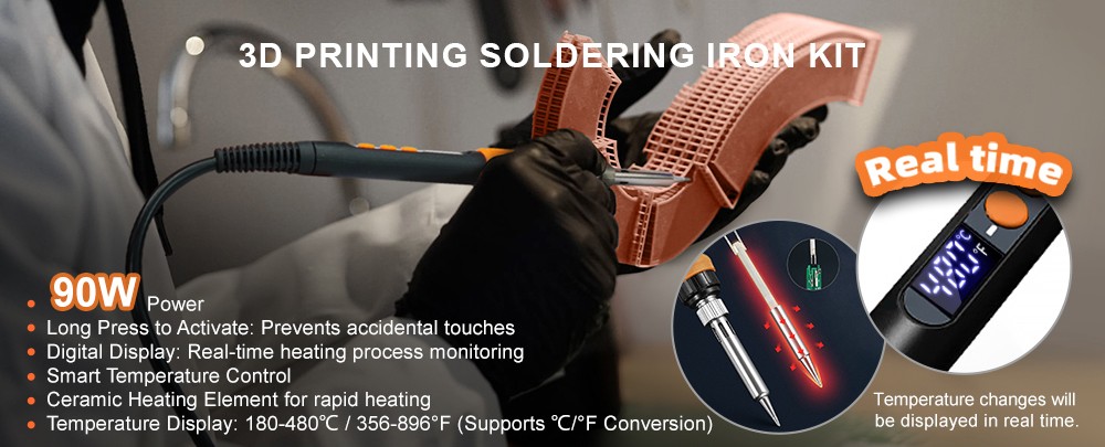 Mintion 90W Soldering Iron Kit for 3D Printing, with Extra Soldering Tips, Heat Set Insert Tips, and Threaded Inserts, Heat Insert Brass Nuts