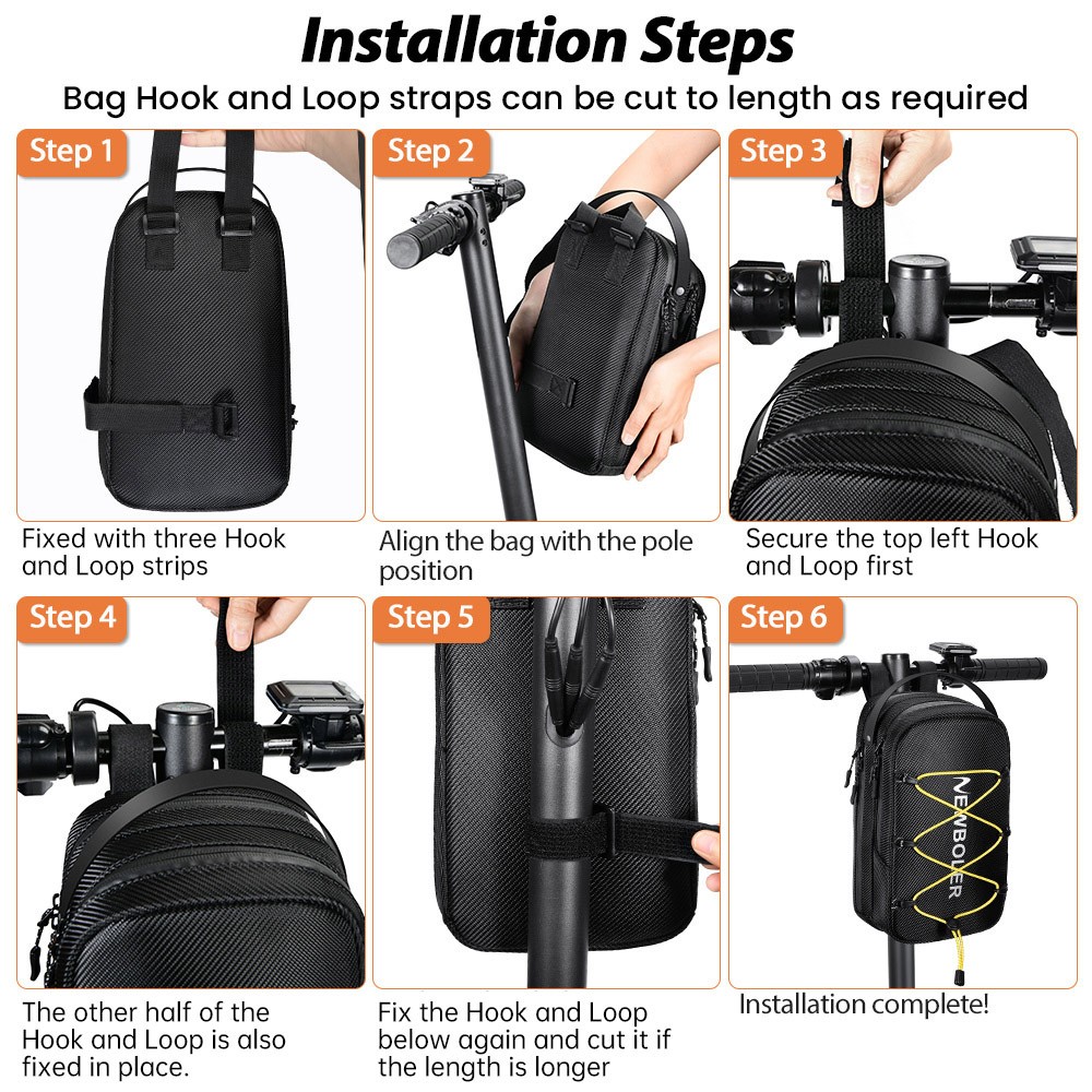 NEWBOLER BAG015 6L Electric Scooter Bag with 3 Drawstrings - Hook and Loop Type