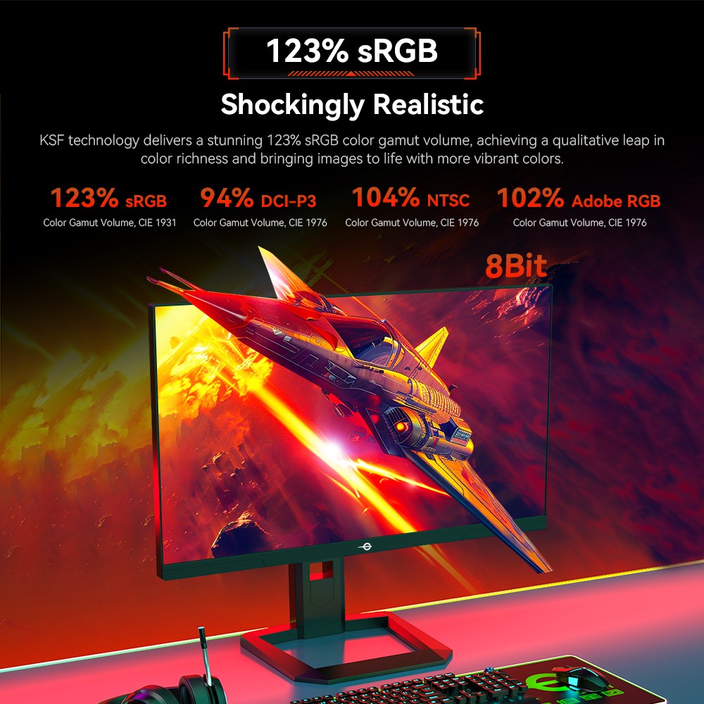 TITAN ARMY P2510S PLUS Gaming Monitor, 24.5 inch 2560*1440 FAST IPS Screen, 240Hz Refresh Rate, HDR500, 123% sRGB, Adaptive-Sync, Game+ Assist, PIP/PBP Display, Dynamic OD, 12 Scenario Modes, Low Blue Light, 2*HDMI2.0, 2*DP1.4, 1*Audio out
