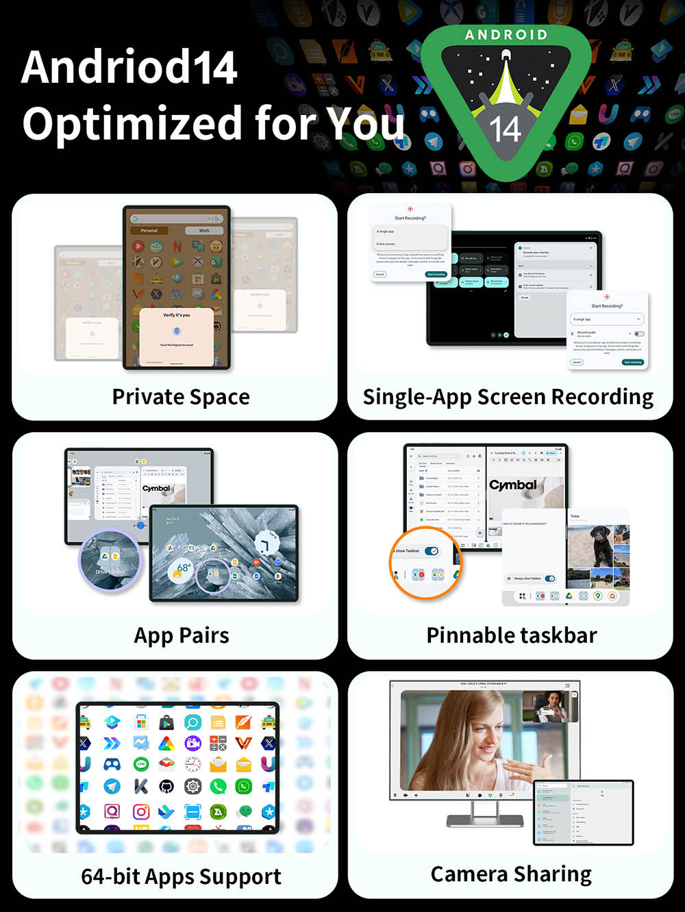 Teclast T50 Plus Android 14 Tablet, 11 Zoll 1920 x 1200 IPS-Bildschirm, 90 Hz Bildwiederholfrequenz, Unisoc T620 8 Core Max 2,2 GHz, 6 GB + 10 GB Erweiterungs-RAM 256 GB ROM, 2,4/5 GHz WiFi Bluetooth 5.0, 8000 mAh Akku, 13 MP + 8 MP + 0,3 MP Kamera, GPS/Galileo/GLONASS/BDS