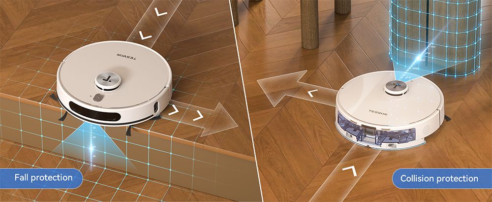 Tesvor S8 Max Robot Vacuum Cleaner, 3-in-1 Vacuum/Sweep/Mop, 8000Pa Super Suction, Up to 180min Runtime, Self-emptying, 2.5L Large Dust Bag, Remote/APP Control, LiDAR Navigation