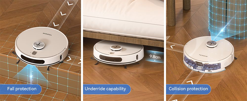 Tesvor S8 Max Robot Vacuum Cleaner, 3-in-1 Vacuum/Sweep/Mop, 8000Pa Super Suction, Up to 180min Runtime, Self-emptying, 2.5L Large Dust Bag, Remote/APP Control, LiDAR Navigation