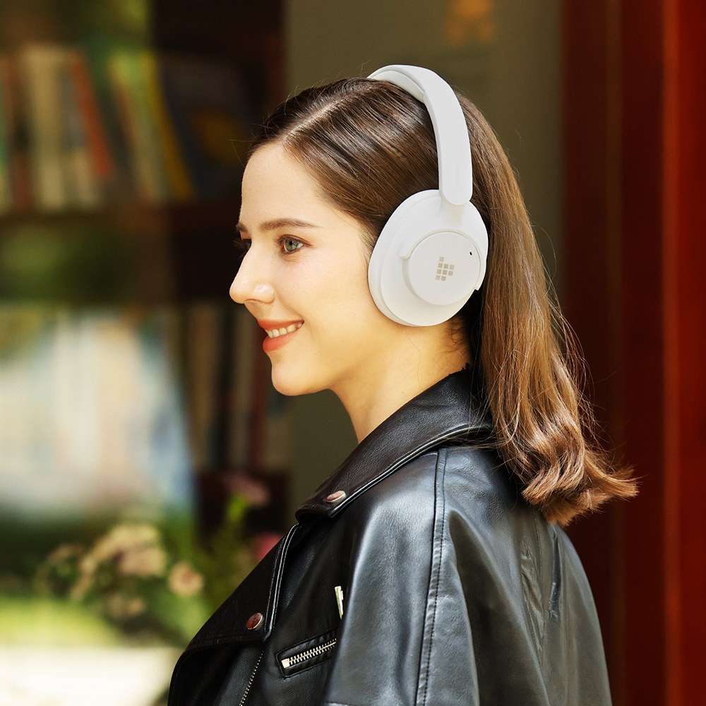 Tronsmart SOUNFII Q20S Hybrid ANC Headphones, Bluetooth 5.3, Hybrid Active Noise Cancellation, 60 Hours Playtime, Hi-Res Audio, 90° Swiveling Earpads, Pair with 2 Devices, Tronsmart App Control - White