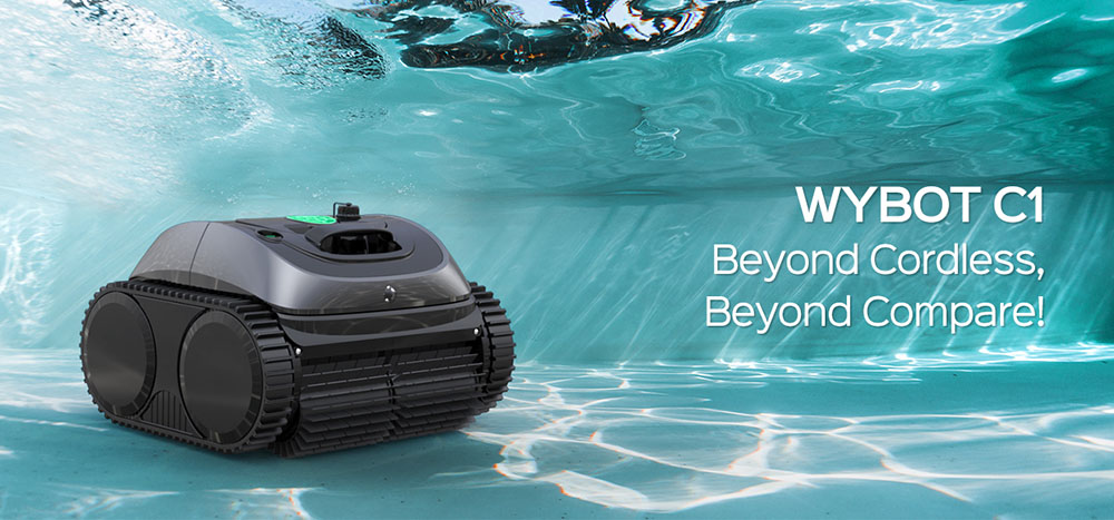 WYBOT C1 Kabelloser Roboter-Poolreiniger, 150Min. Laufzeit, Wandklettern, intelligente Routenplanung, APP-Steuerung, für Pools bis 150 m², Graugrün