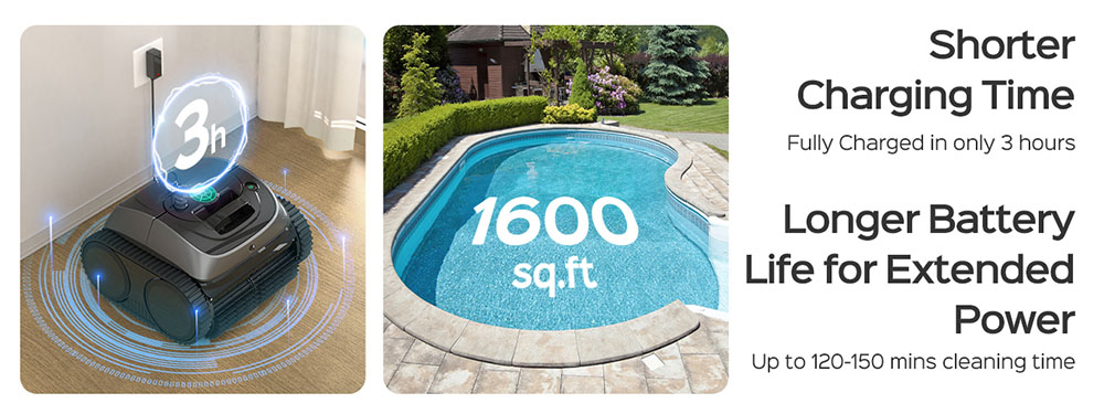 WYBOT C1 Kabelloser Roboter-Poolreiniger, 150Min. Laufzeit, Wandklettern, intelligente Routenplanung, APP-Steuerung, für Pools bis 150 m², Graugrün