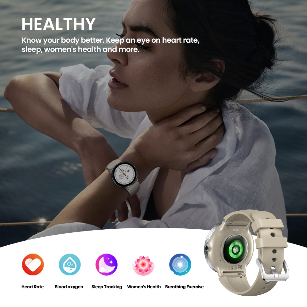 Zeblaze Lily 2 Smartwatch for Women, 1.2 inch AMOLED Touchscreen, Health Monitoring & Menstrual Cycle Tracking, 120+ Sports Modes, Bluetooth Calling - Silver