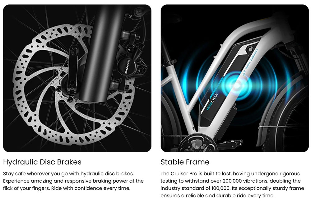 Magicycle Cruiser Pro Step-over Electric Bike, 750W Motor, 52V 20Ah Battery, 26*4 inch Fat Tires, 28mph Max Speed, 100 Miles Range, Hydraulic Disc Brake, Hydraulic Suspension Front Fork, Shimano 7 speed - Blue