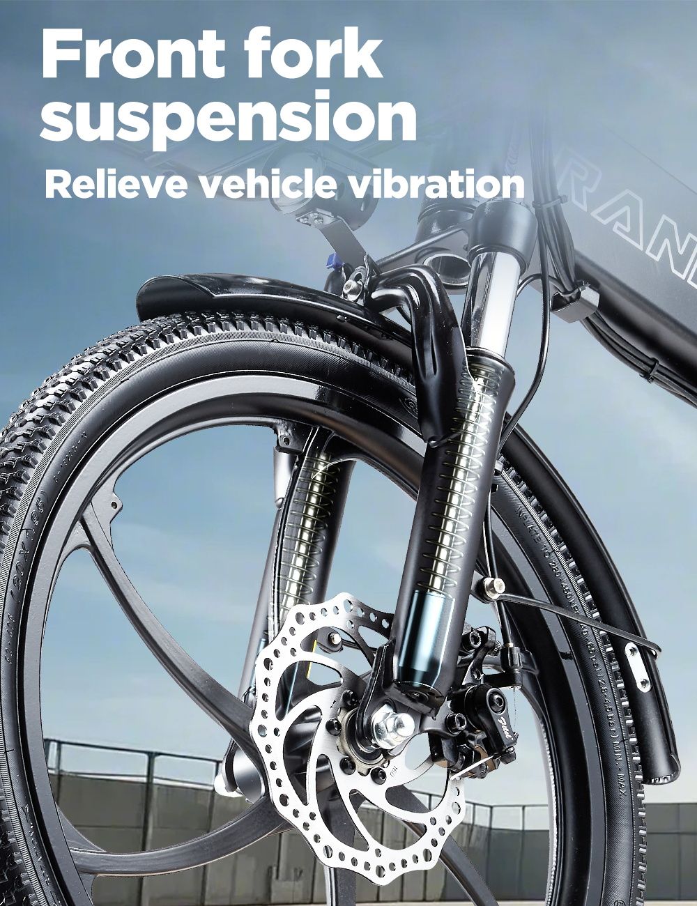 RANDRIDE YA20 Electric Bike 350W Motor 40km/h Max Speed 48V 12.8Ah Battery 80-90 Max Range 20*1.95'' CST Tires 120kg Load Shimano 7 Speed