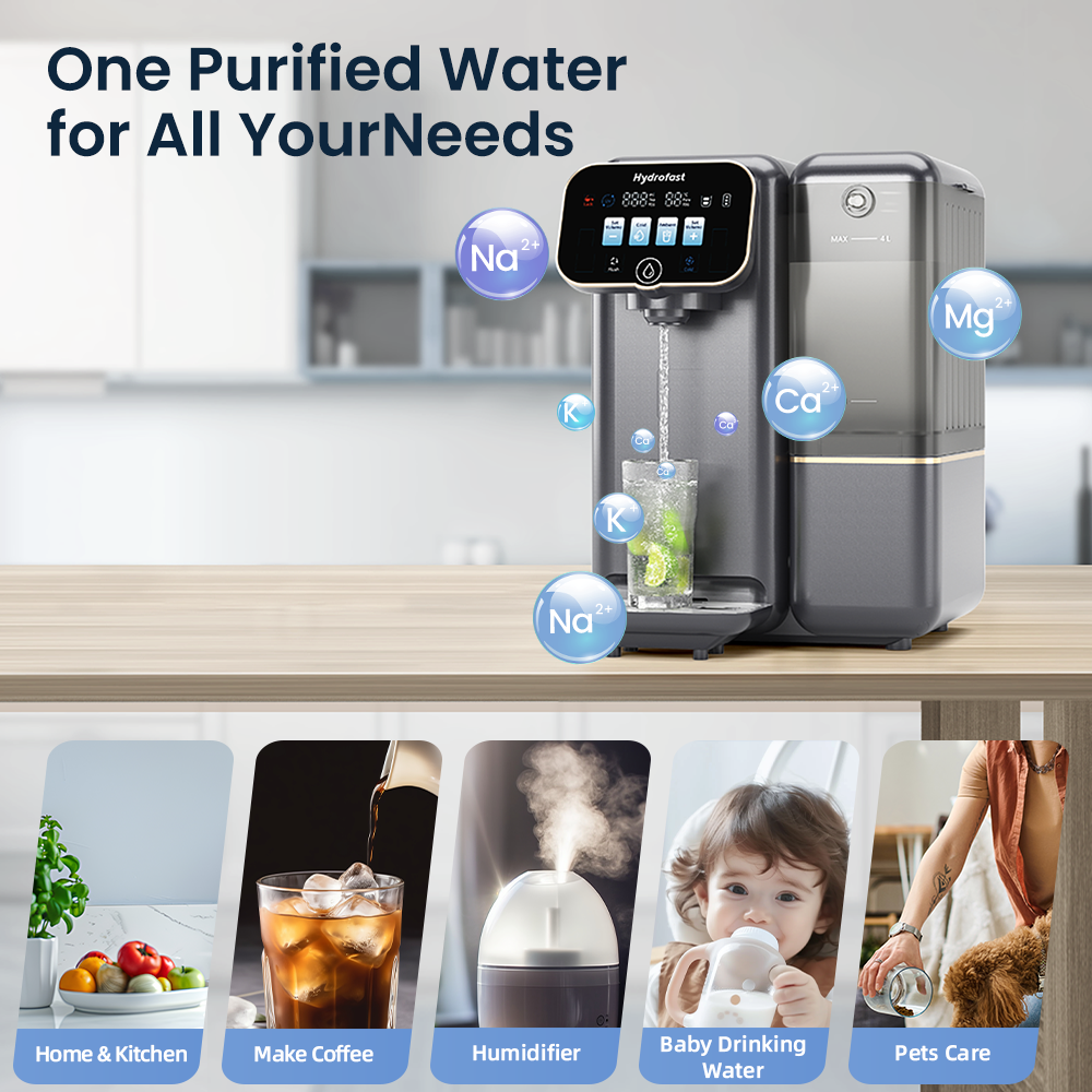 Hydrofast C100 Countertop Water Purifier, Room Temperature & Cold Water, Reverse Osmosis Water Filter for Home, Office