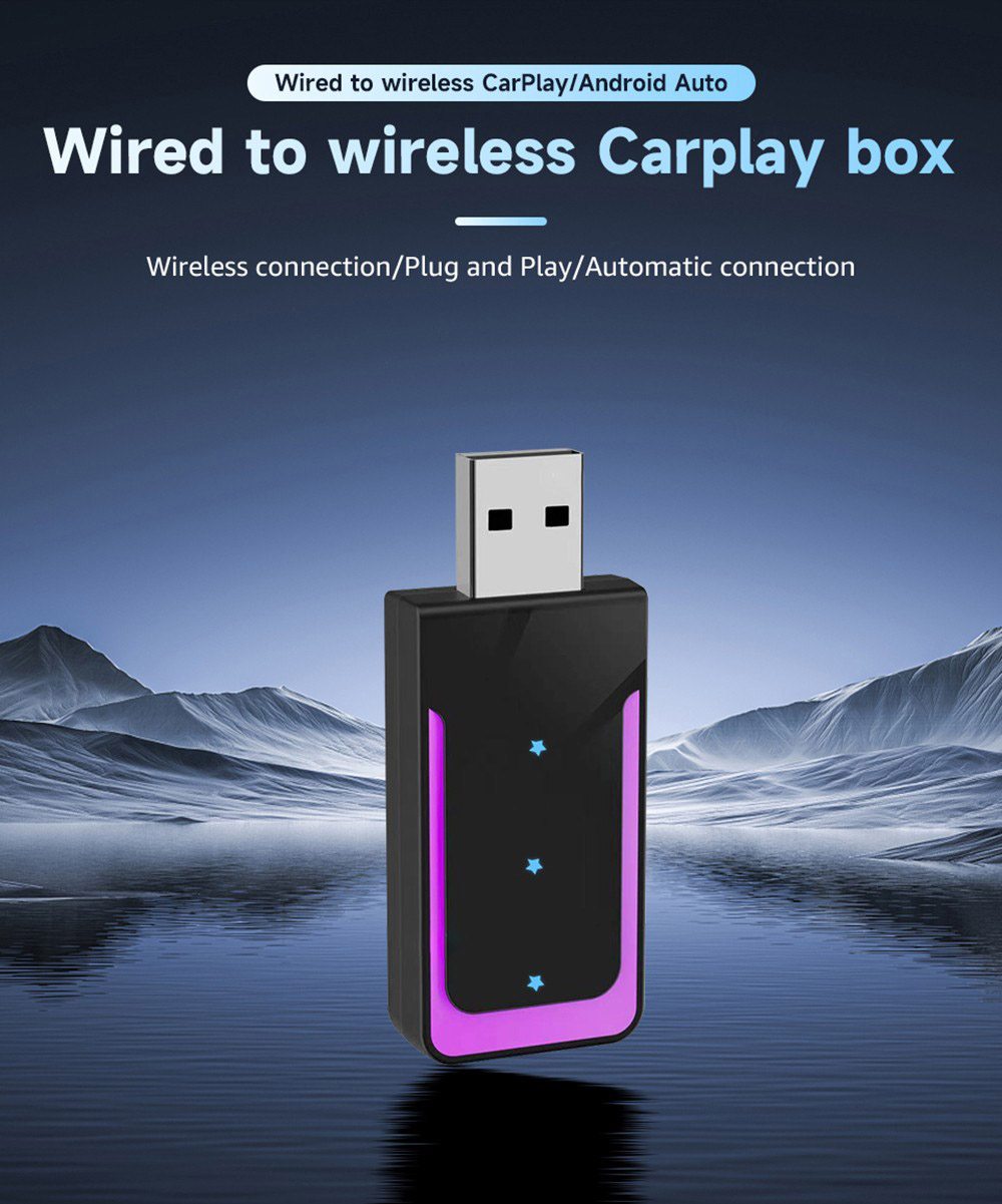 AB052E Wireless Carplay Adapter, Plug & Play Android Auto Box, Supports Split Screen/Voice Control/Navigation, Bluetooth 5.2 & WiFi 4
