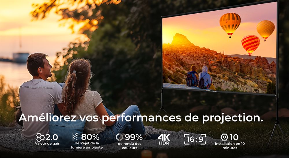 Écran de projection Ultimea Photon E-ALR 100 pouces avec support