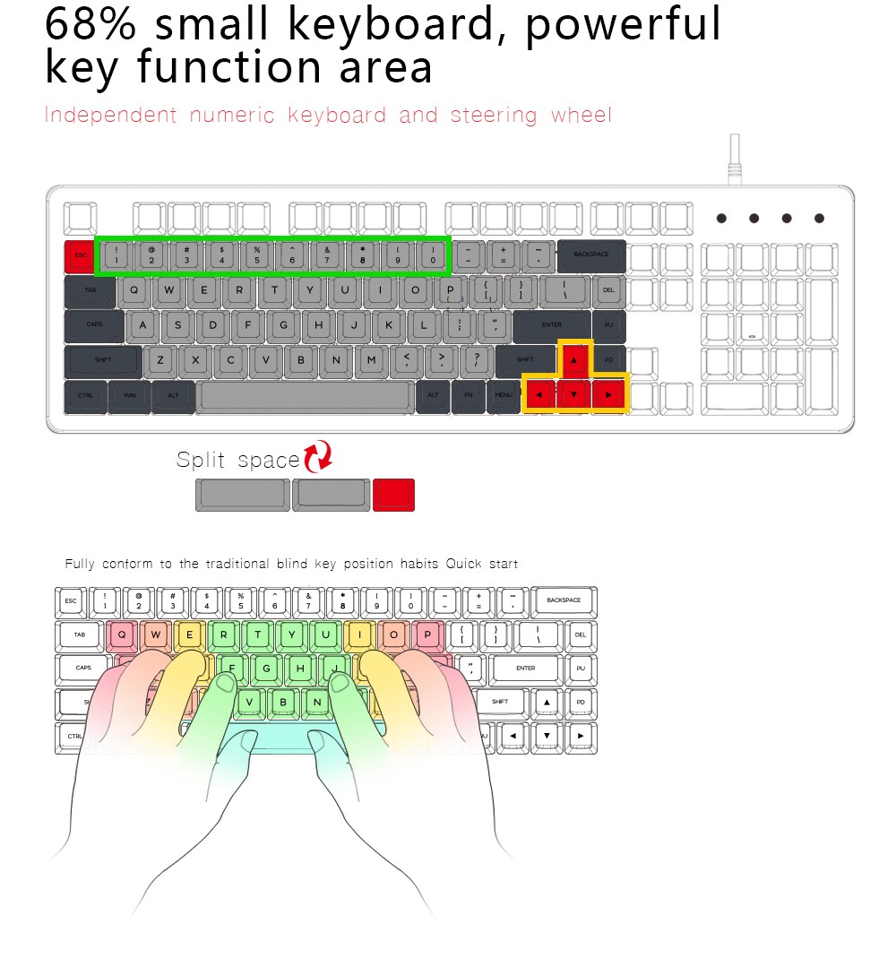 Refurbished Skyloong GK68 68keys 65% Gasket RGB Hot-Swappable Bluetooth Mechanical Keyboard Gateron Yellow Switch - White