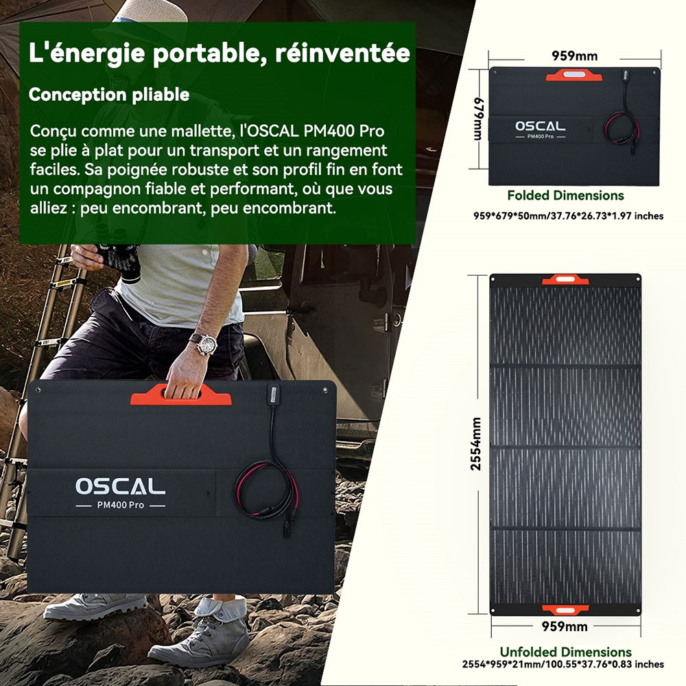 Blackview Oscal PowerMax 3600 + Blackview Oscal PM400 Pro Centrale électrique robuste, 3600Wh + panneau solaire pliable 400W
