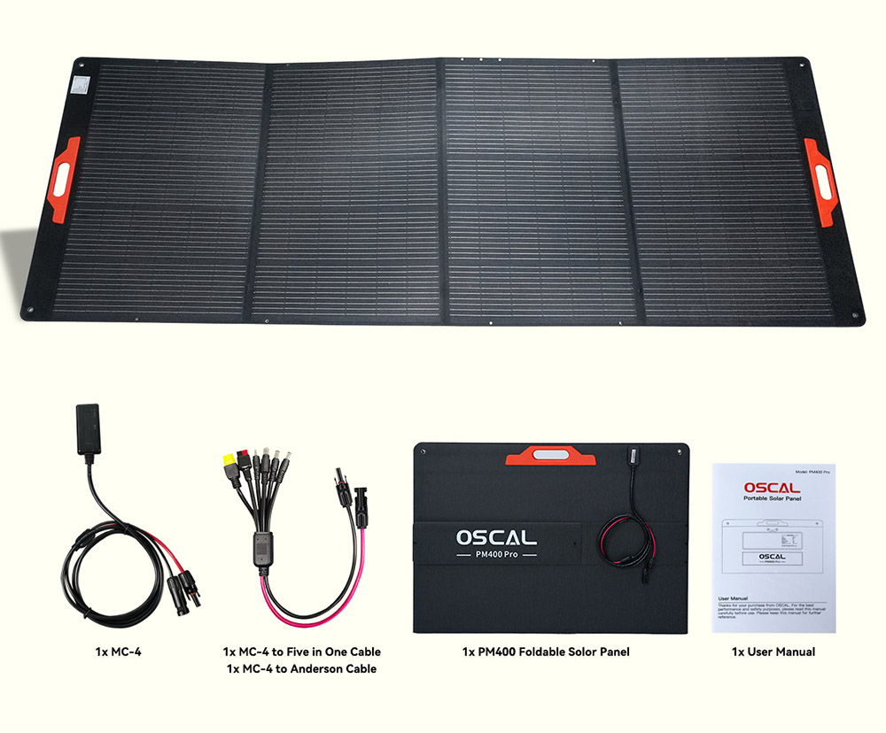 Blackview Oscal PM400 Pro 400W Foldable Solar Panel, ≥23% Solar Conversion Efficiency, IP67