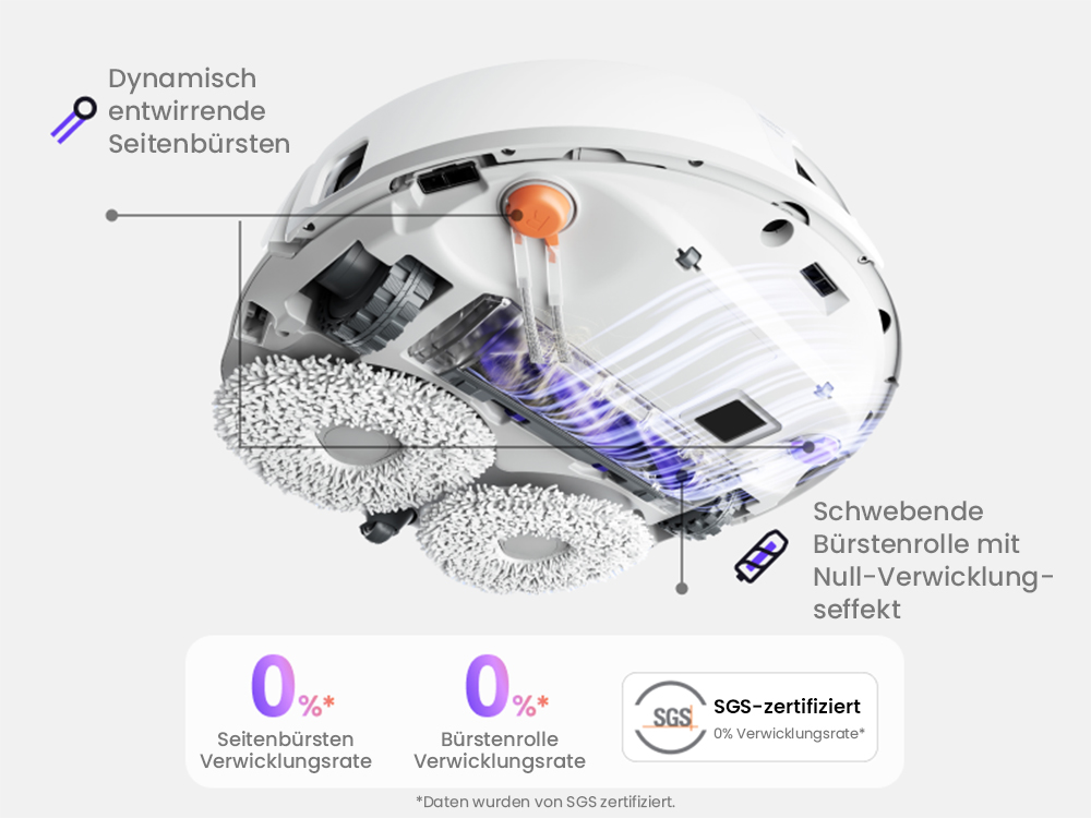 NARWAL Freo Z10 Saug- und Wischroboter, verwicklungsfrei, 15.000 Pa Saugleistung, passt sich schwer erreichbaren Stellen an, selbstentleerend, Wischmopp-Waschen und -Trocknen, Hindernisvermeidung, für Tierhaare und Hartböden, weiß