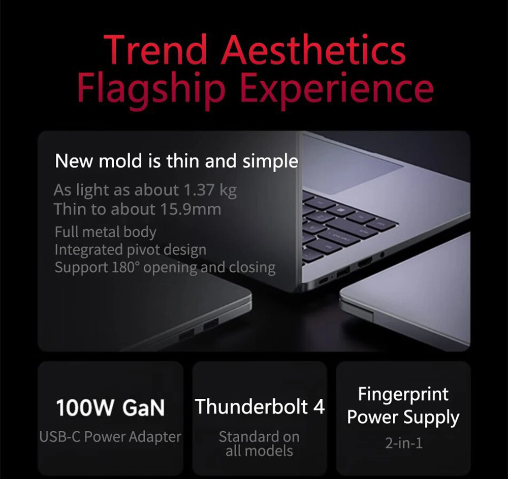 Redmi Book 14 Laptop Chinese Version, 14-inch, Intel Core i5-13500H 12 Cores 4.7GHz, 16GB RAM 512GB SSD, WiFi 6 Bluetooth 5.2, 56Wh Battery USB-C Fast Charging, 1*USB-A2.0 2*USB-A3.2 1*USB-C 1*HDMI 2.1 1*Headphone Jack, Backlight Keyboard - Silver