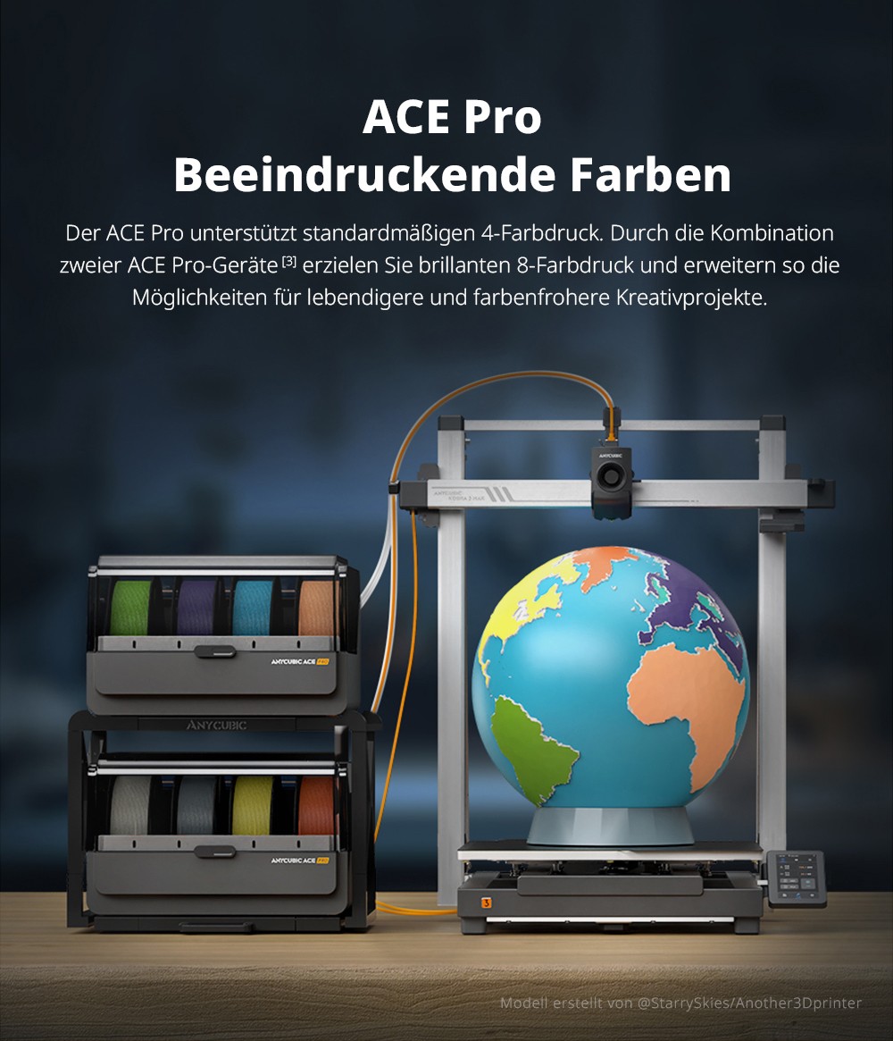 Anycubic Kobra 3 Max Combo 3D-Drucker, bis zu 8-Farben-Druck, ACE Pro Color Engine, 600 mm/s Hochgeschwindigkeitsdruck, automatische Nivellierung und Anti-Step-Lost, 420 x 420 x 500 mm