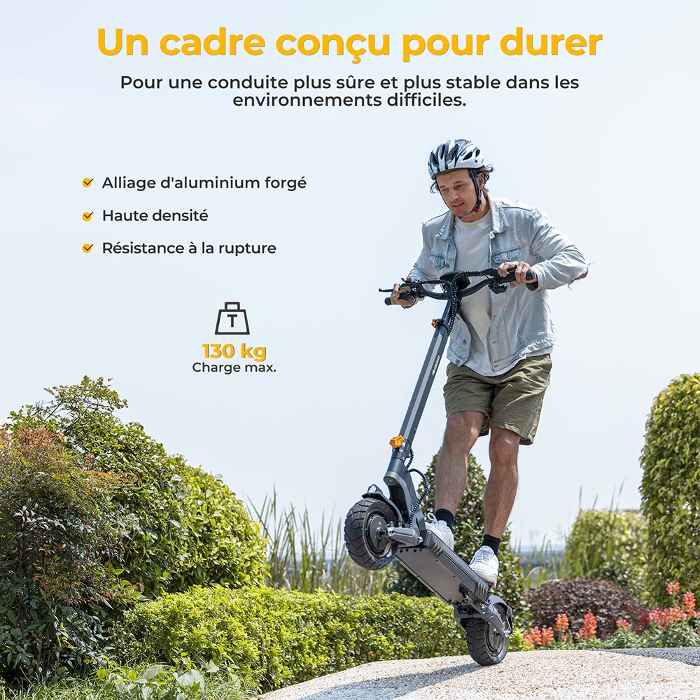 Ausom L2 Trottinette électrique, moteur 2 x 800 W, batterie 48 V 15,6 Ah, pneus 10 pouces, vitesse maximale 55 km/h, autonomie 70 km, freins à disque avant et arrière, suspension à bras oscillant, écran LCD