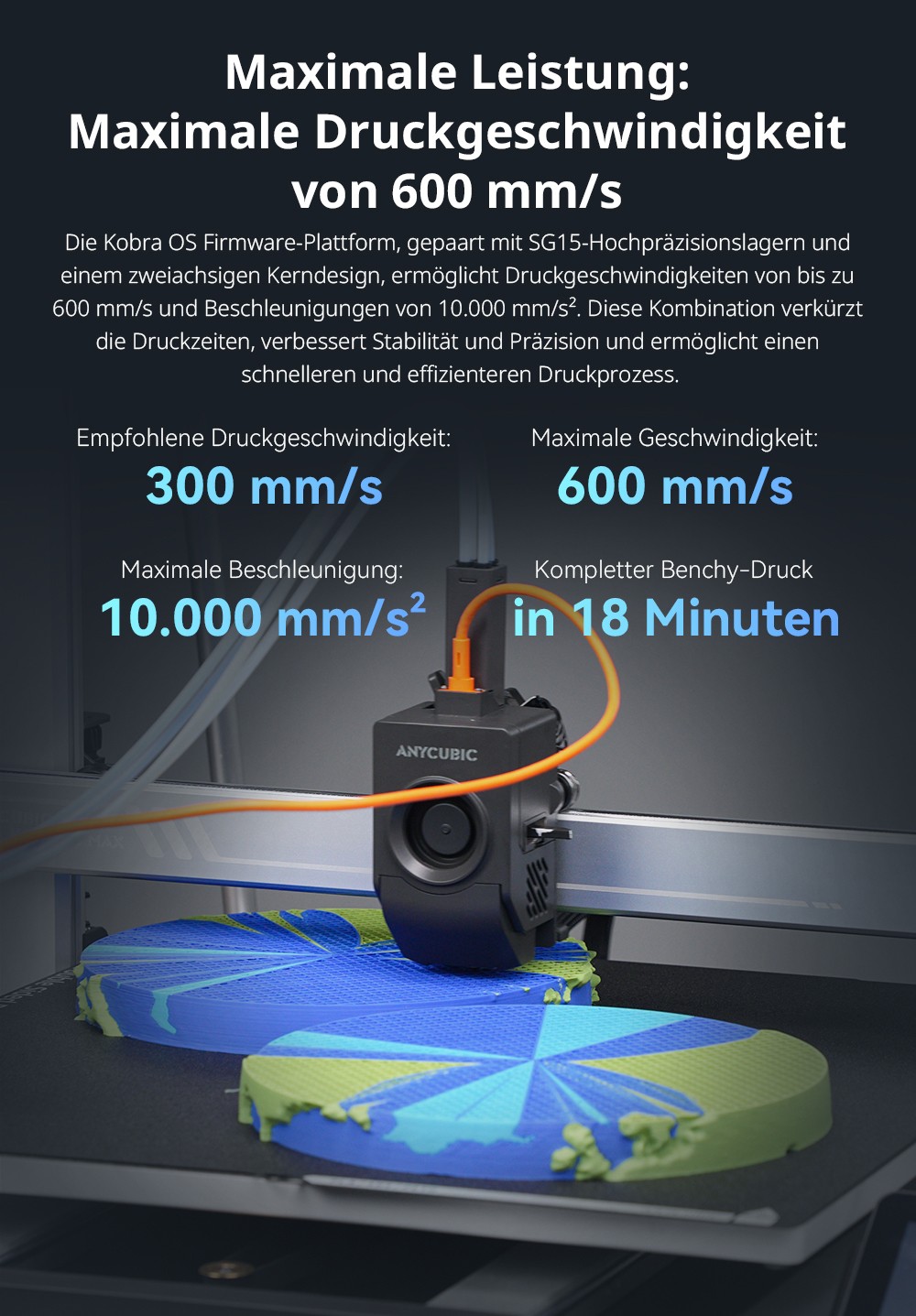 Anycubic Kobra 3 Max Combo 3D-Drucker, bis zu 8-Farben-Druck, ACE Pro Color Engine, 600 mm/s Hochgeschwindigkeitsdruck, automatische Nivellierung und Anti-Step-Lost, 420 x 420 x 500 mm