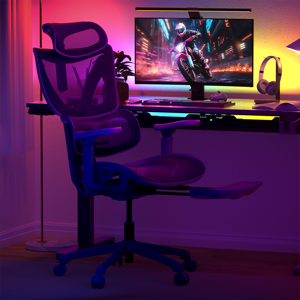 ACGAM CG-5245M Ergonomic Gaming Office Chair, 3D Adjustable Armrest, with Footrest