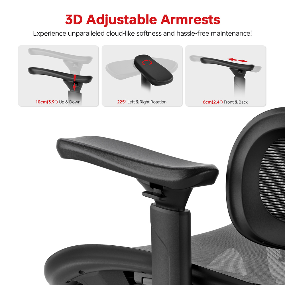 ACGAM CG-5245M Ergonomic Gaming Office Chair, 3D Adjustable Armrest, with Footrest