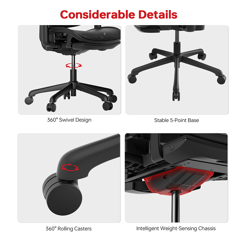 ACGAM CG-5245M Ergonomic Gaming Office Chair, 3D Adjustable Armrest, with Footrest