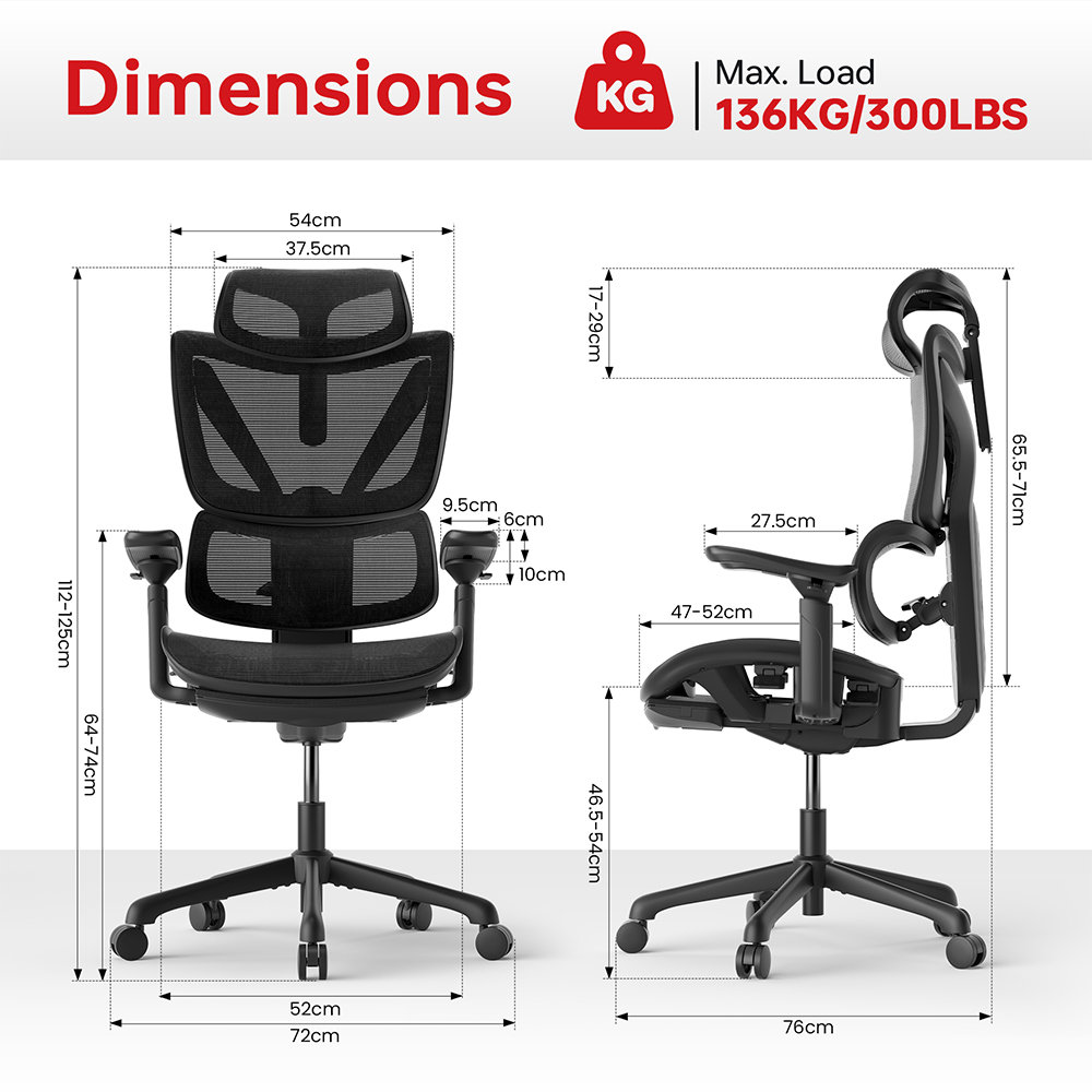 ACGAM CG-5245M Ergonomic Gaming Office Chair, 3D Adjustable Armrest, with Footrest