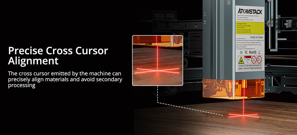 ATOMSTACK A40 Pro V2 48W Graveur laser, avec assistance pneumatique automatique, vitesse de 500mm/s, précision de 0,01mm, point laser de 0,08 x 0,1mm, bois de paulownia 25mm/MDF 9mm en un seul passage, 395*385 mm